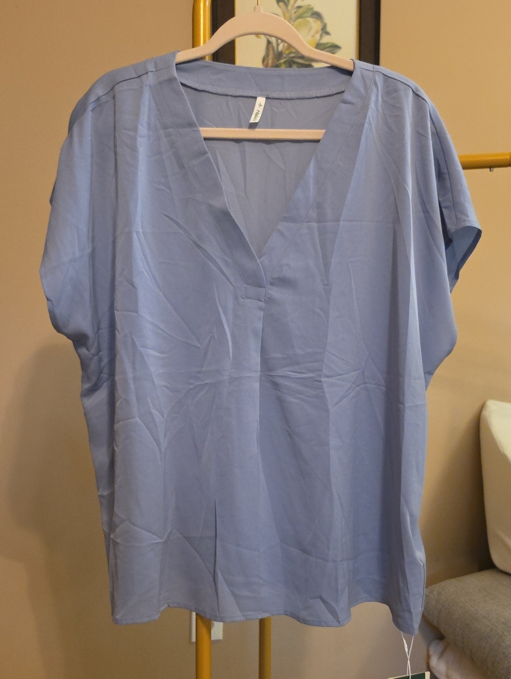 HALARA Light Blue V-Neck Dolman Sleeve Blouse
